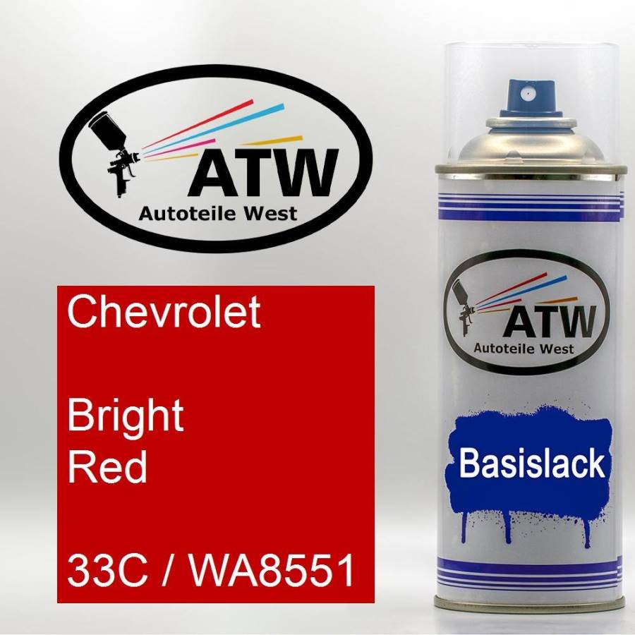 Chevrolet, Bright Red, 33C / WA8551: 400ml Sprühdose, von ATW Autoteile West.